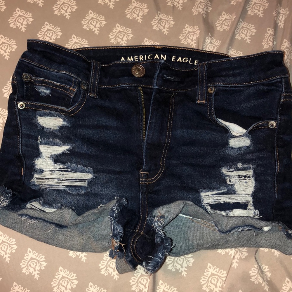High waisted stretch jean shorts